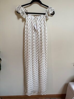 Jessica Simpson White Floral Maxi Dress Maternity Medium NWT